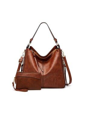 Large Hobo Crossbody Bag for Women, Vegan PU Leather Shoulder Purse with Multi